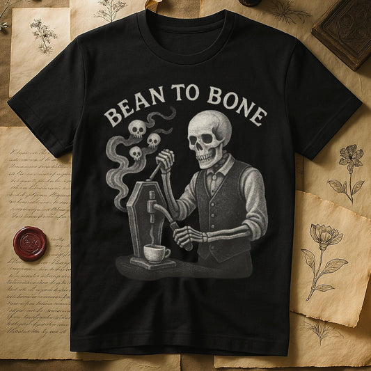 Bean To Bone Skeleton Themed Black T-Shirt product type