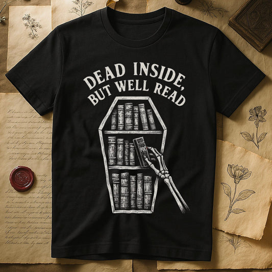 Dead Inside But Well Read Gothic Bookshelf T-shirt product type