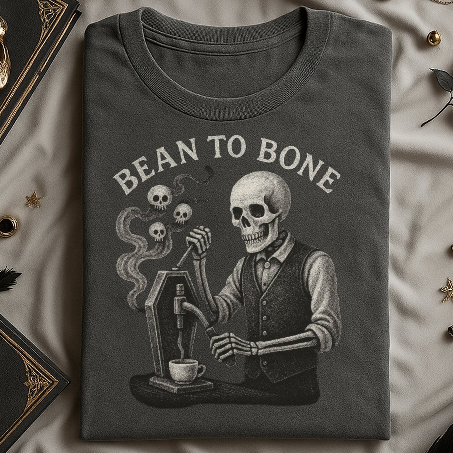 Bean to Bone Skeleton Barista T-Shirt Product Type