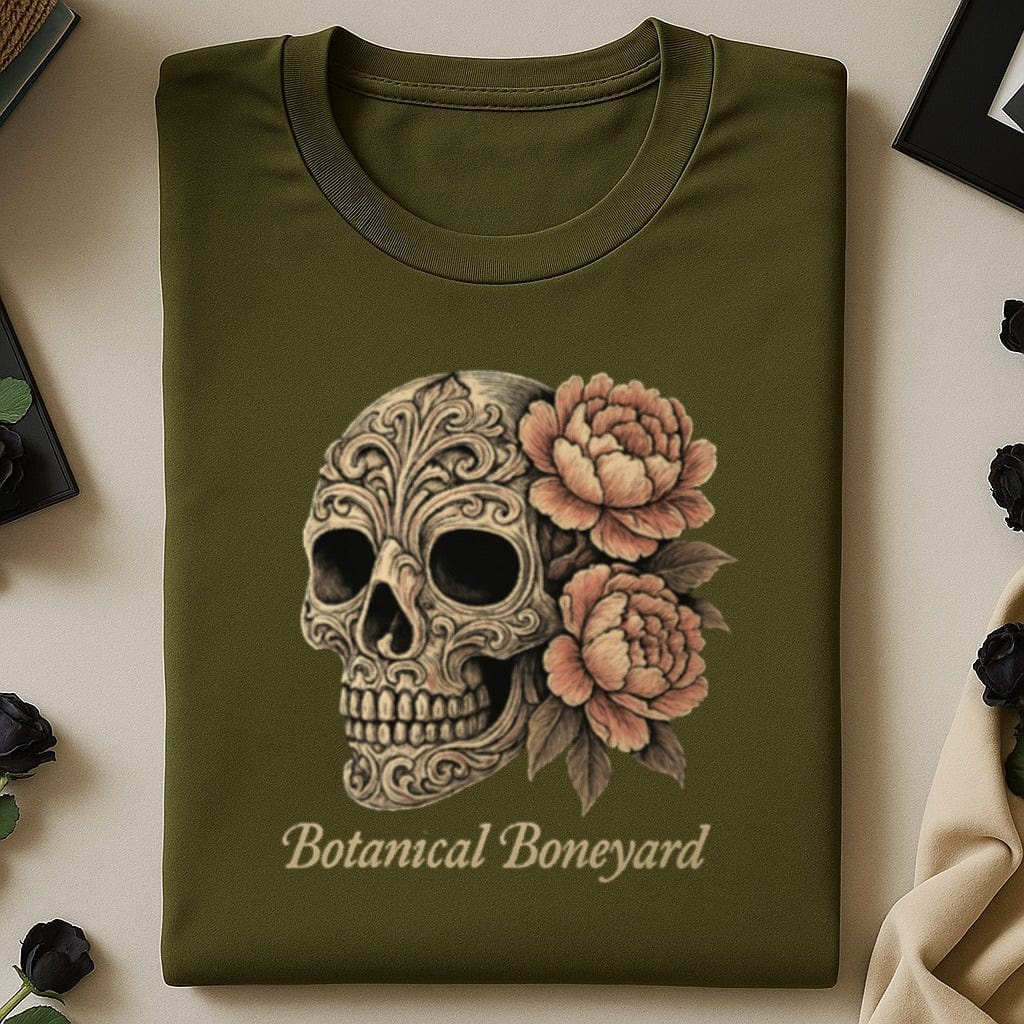Botanical Boneyard Skull with Flowers T-Shirt product type