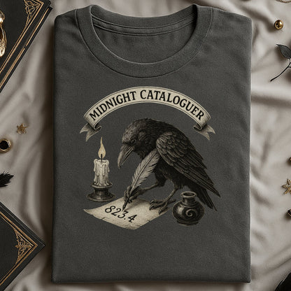 Midnight Cataloguer Crow Writing Bookish Shirt product