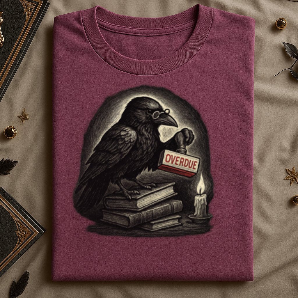 Vintage Raven with Overdue Book Graphic Design product