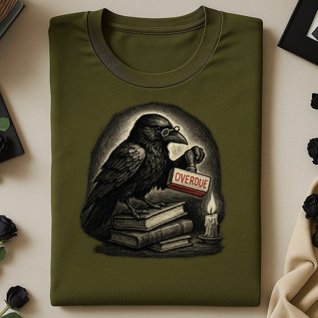 Moody Raven with Overdue Book Candlelight Design Shirt product type