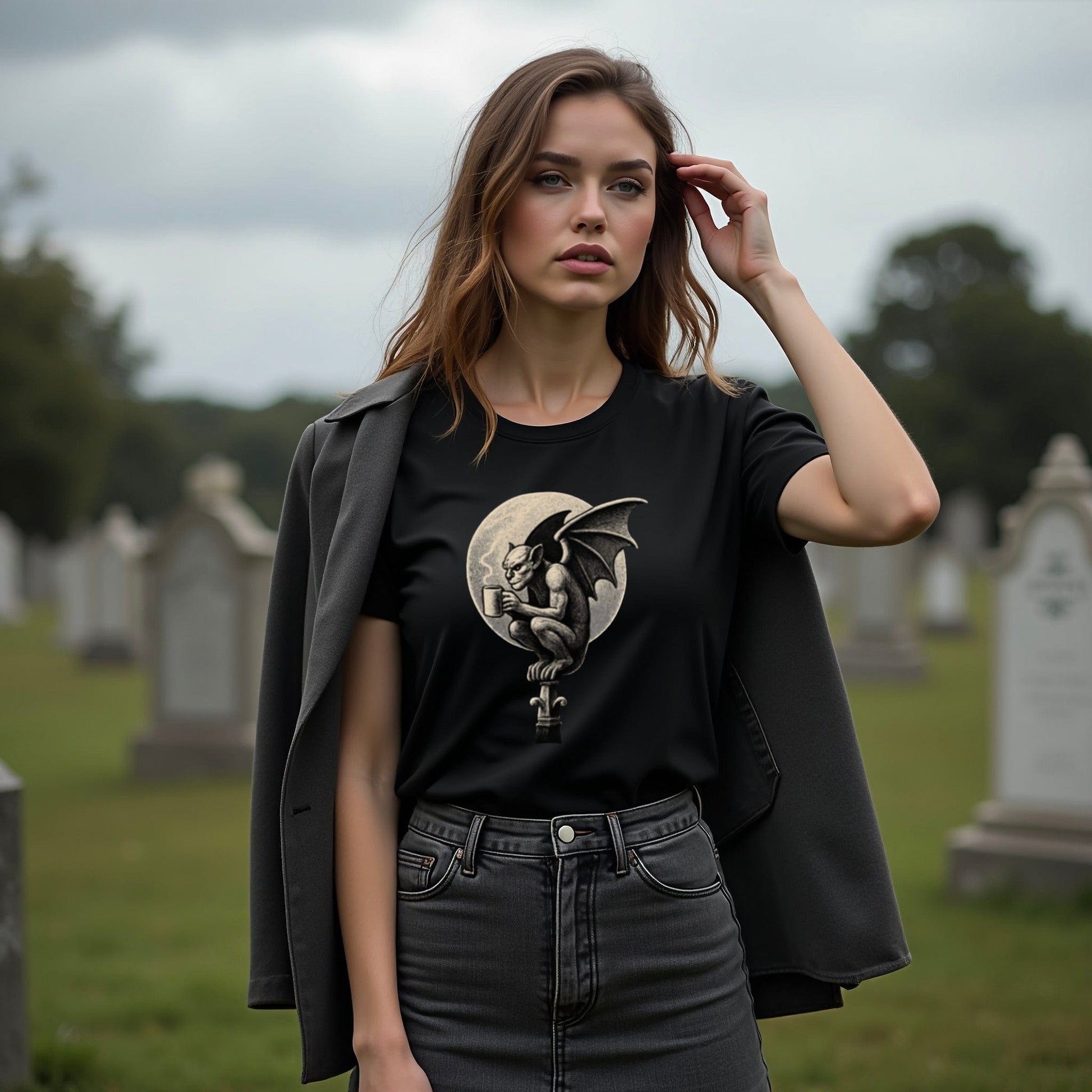 Gothic Moonlit Gargoyle Graphic Tee product