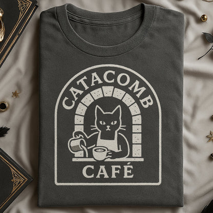 Catacomb Cafe Graphic Tee with Cat Print product type