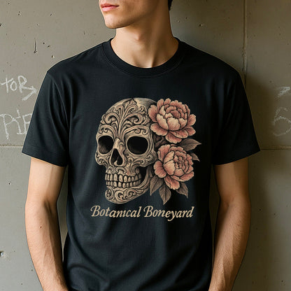 Botanical Boneyard Skull with Flowers Graphic Tee product