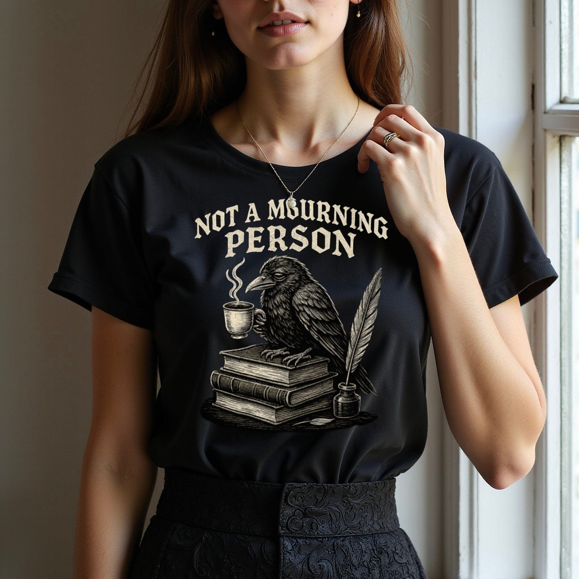Not a Mourning Person Crow Coffee Design T-shirt product