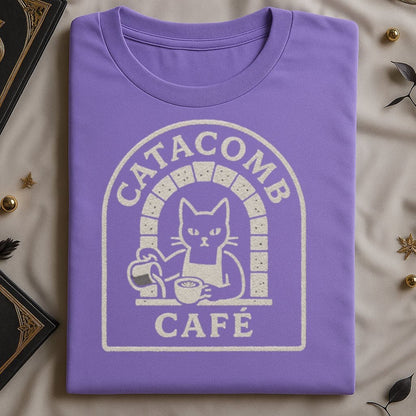 Catacomb Café Cat with Coffee Graphic T-Shirt product type