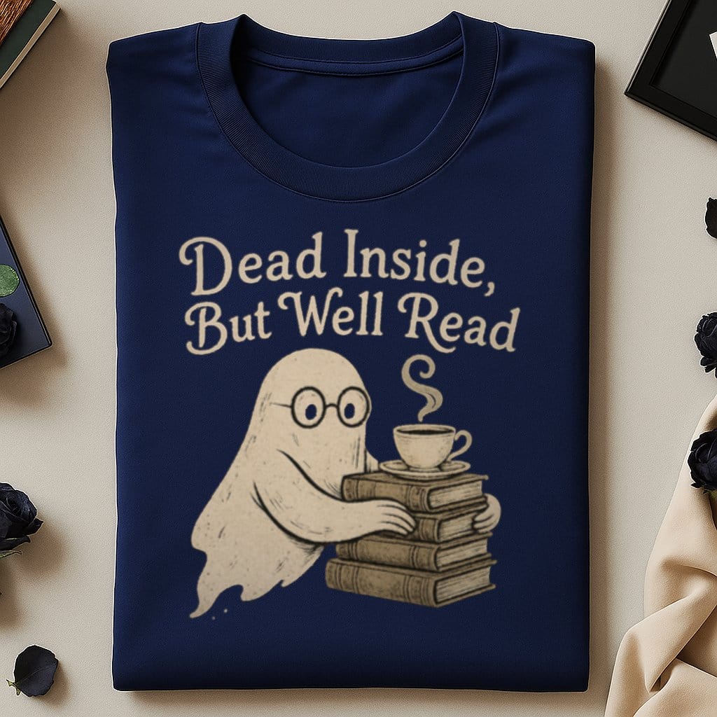 Dead Inside But Well Read Ghost Design T-Shirt product type