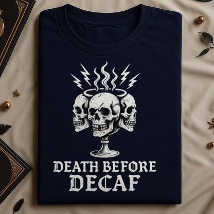 Death Before Decaf Skull Print T-Shirt product type