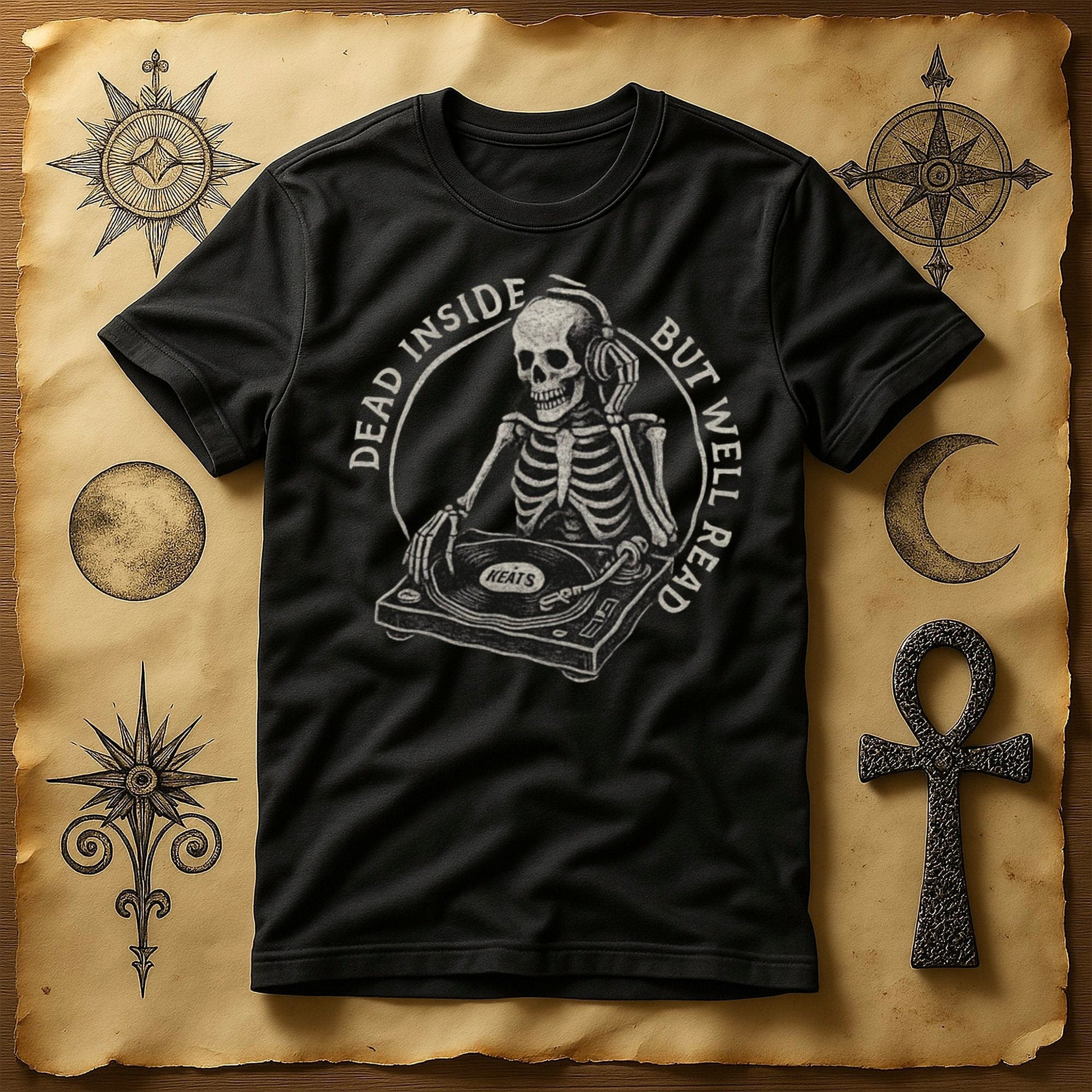 Dead Inside But Well Read Skeleton Graphic Shirt product