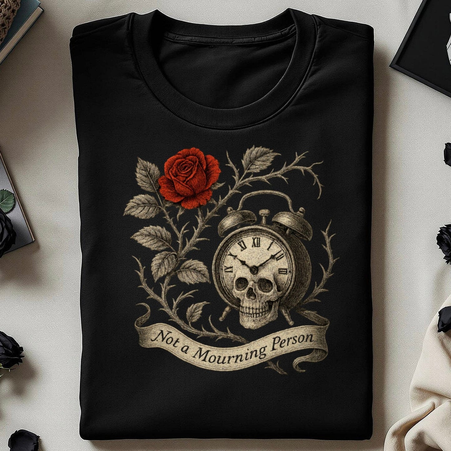 Skull Clock Rose Not a Mourning Person product type