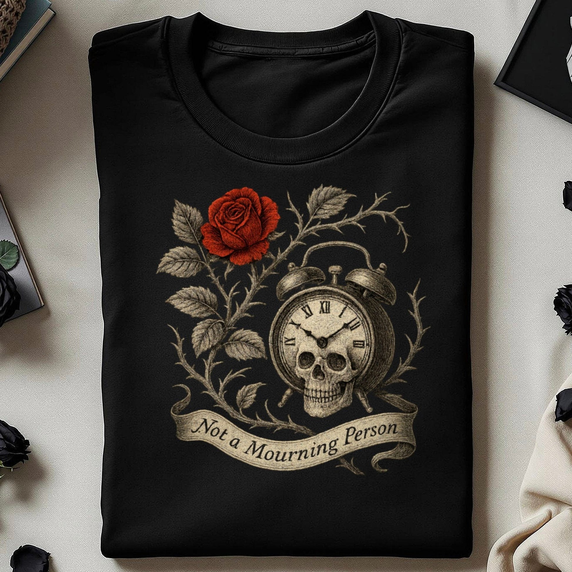 Skull Clock Rose Not a Mourning Person product type