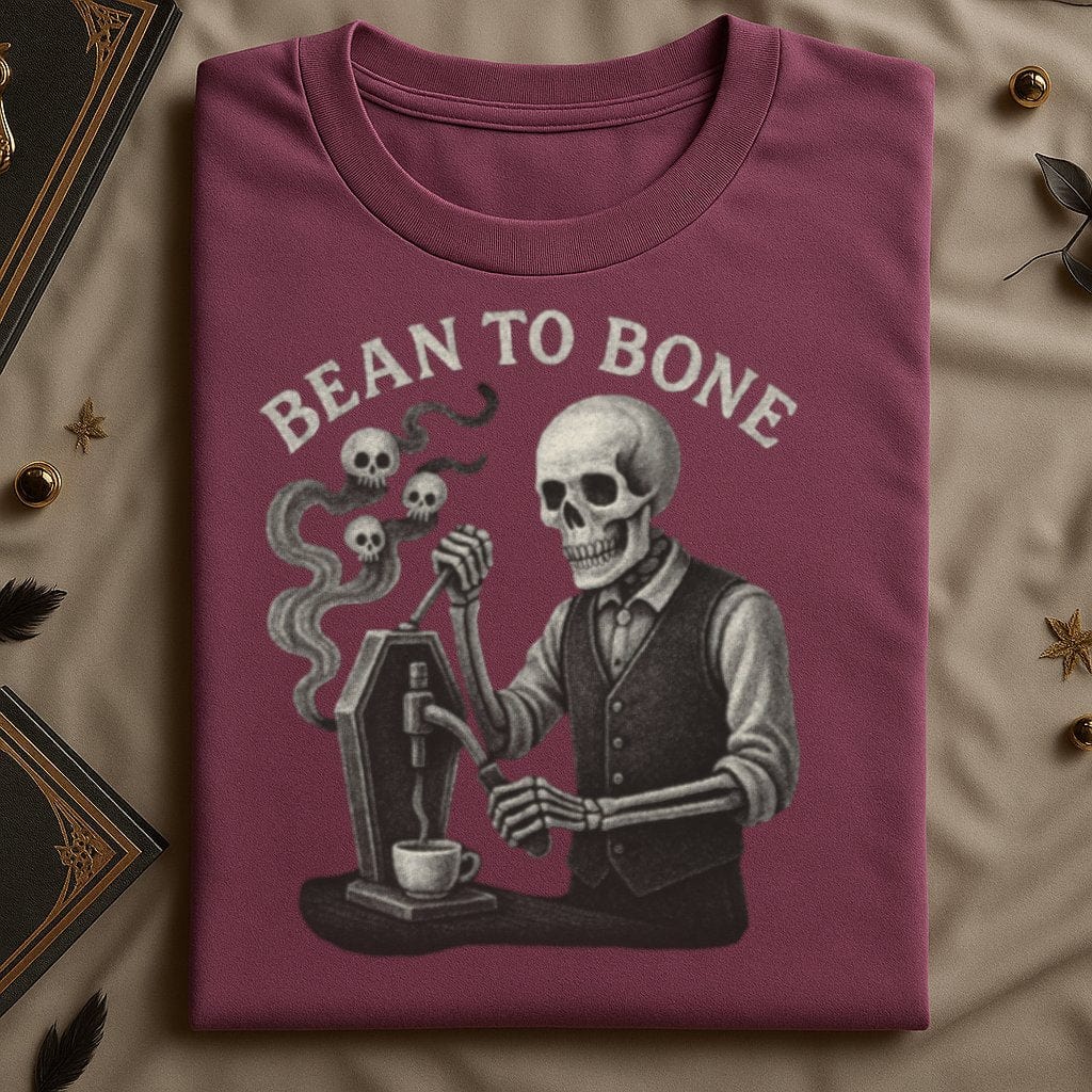 Bean To Bone Skeleton Barista Maroon Graphic T-Shirt product