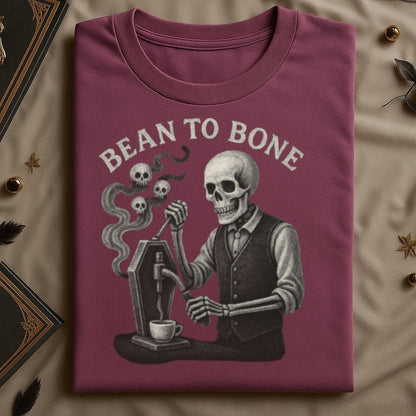 Bean To Bone Skeleton Barista Maroon Graphic T-Shirt product