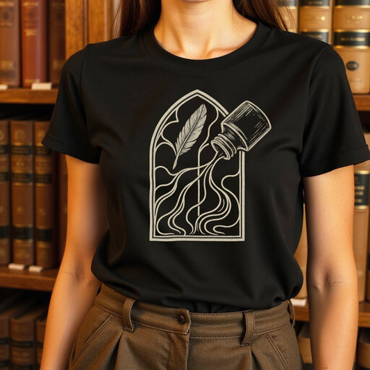 Artistic Ink and Feather Design T-shirt product
