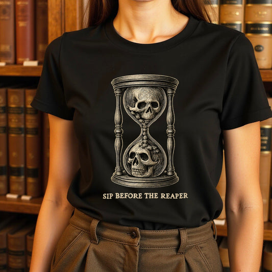 Sip Before The Reaper Skull Design T-Shirt product