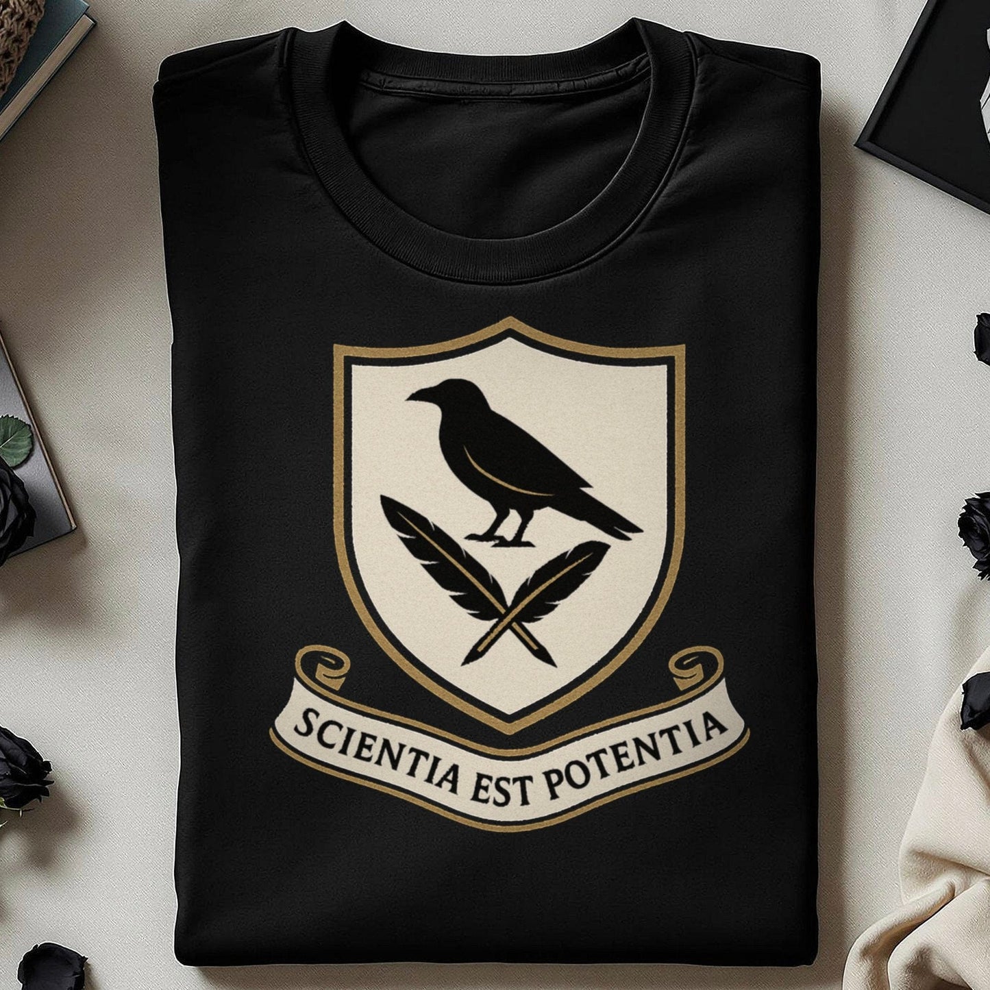 Scientia Est Potentia Shield Raven Graphic Tee product