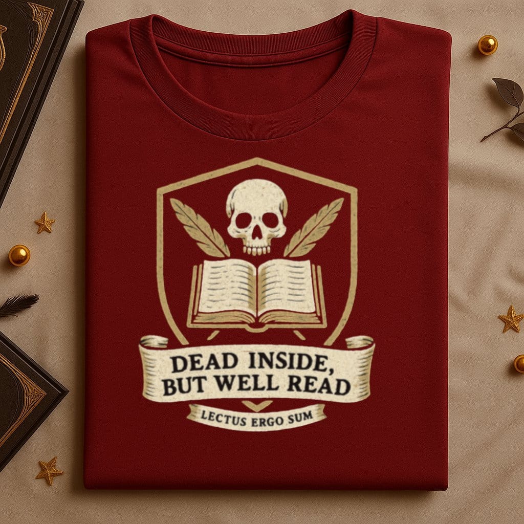 Dead Inside But Well Read graphic t-shirt product type
