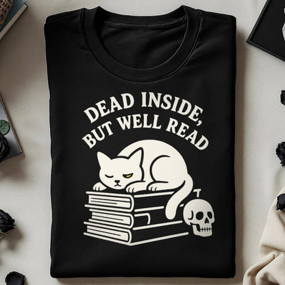 Dead Inside But Well Read Cat Graphic T-Shirt product