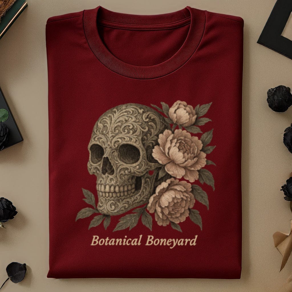 Botanical Boneyard Skull and Flowers T-shirt product