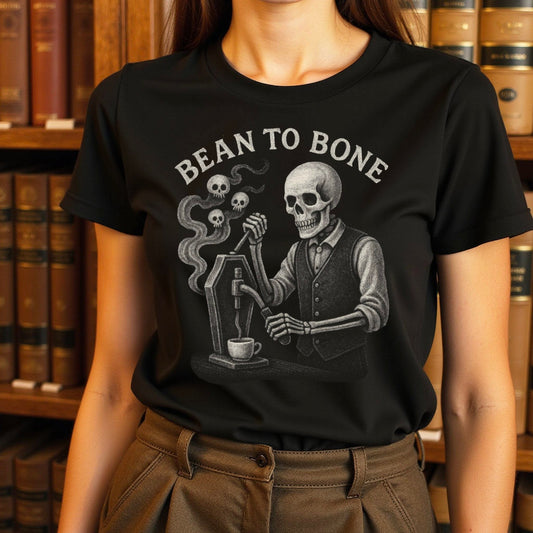 Bean To Bone Skeleton Coffee Brewing T-shirt product type