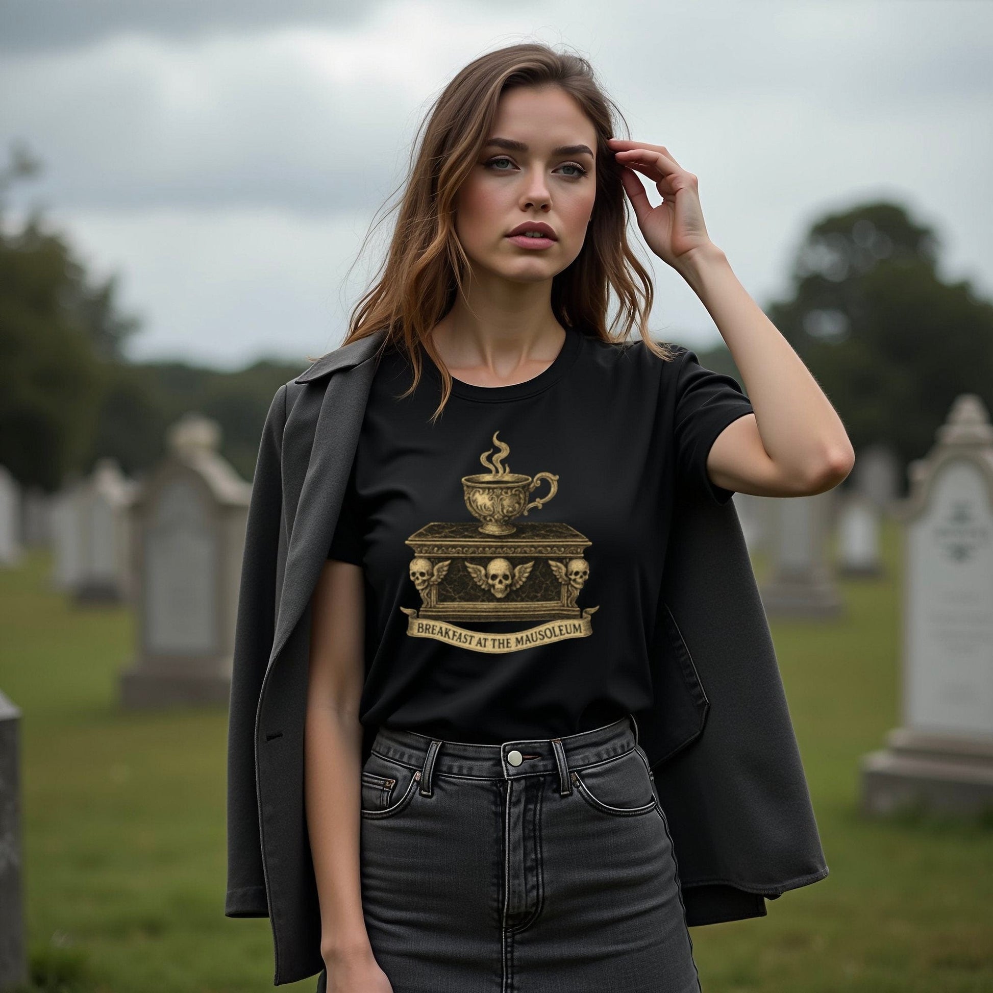 Breakfast at the Mausoleum Skull Graphic Tee product