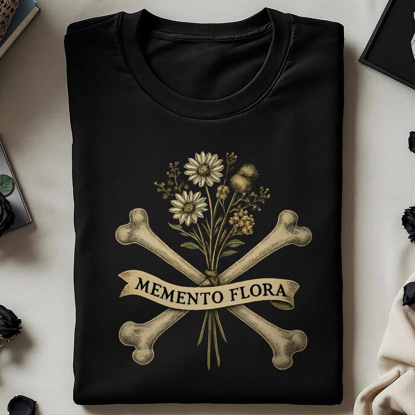 Memento Flora Skull And Flowers Printed Shirt Product