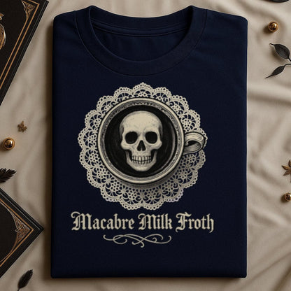 Macabre Milk Froth Skull Design Short Sleeve T-Shirt Product