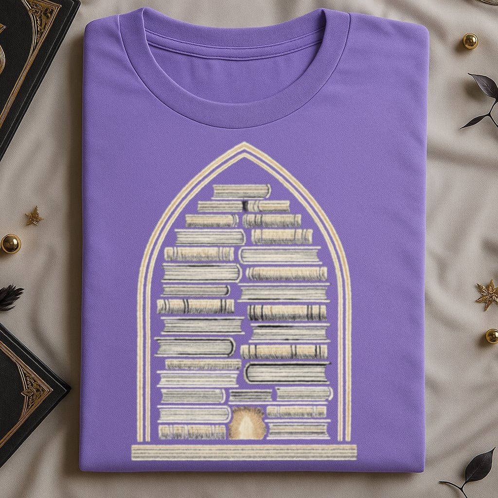 Bookshelf with Arched Window Design T-Shirt Product