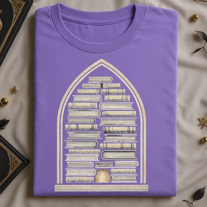 Bookshelf with Arched Window Design T-Shirt Product