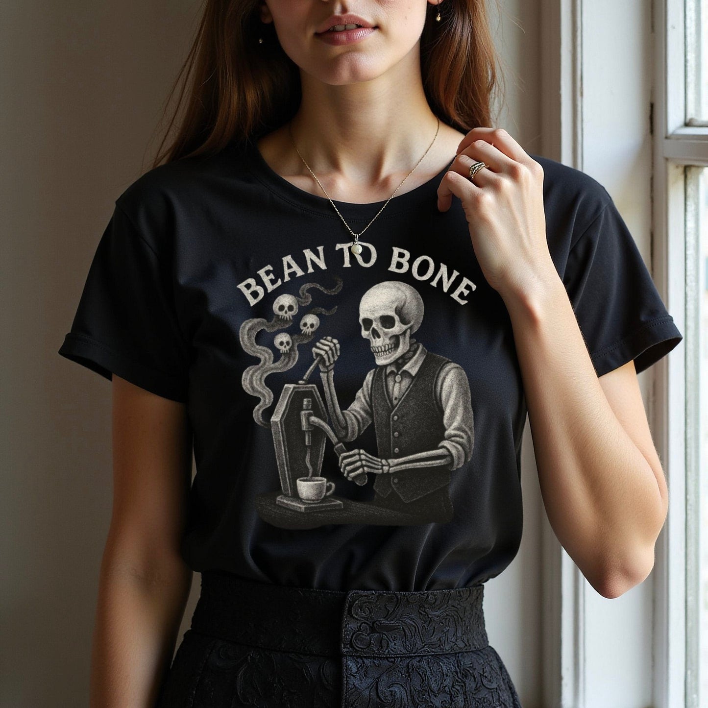 Bean to Bone Skeleton Barista Graphic Tee product type