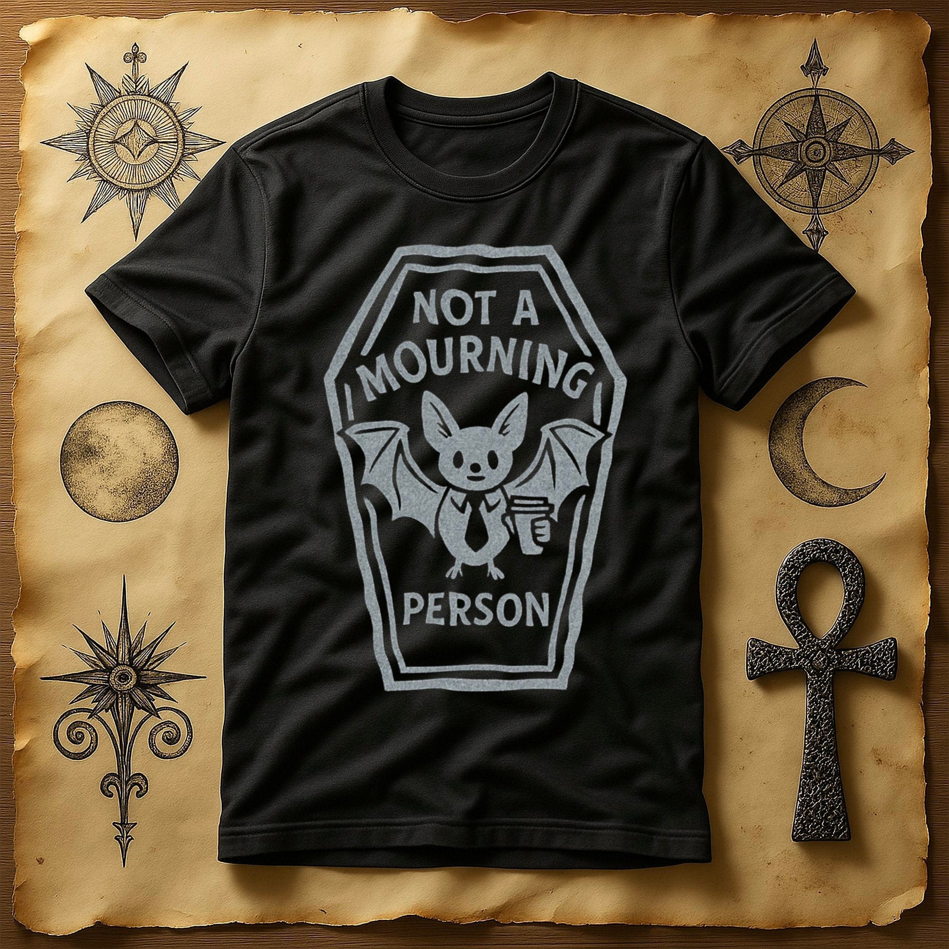 Not a Mourning Person Bat Design Black T-shirt product type
