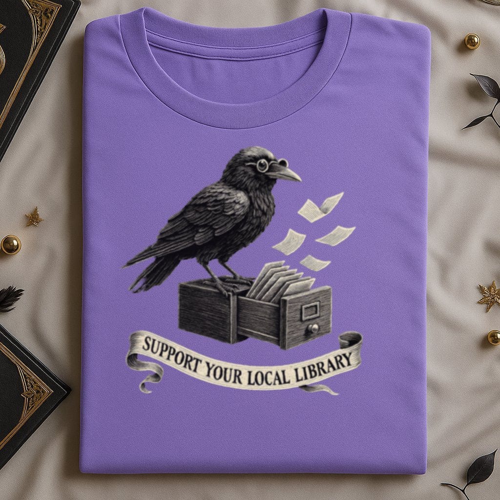 Support Your Local Library Crow Design T-Shirt product