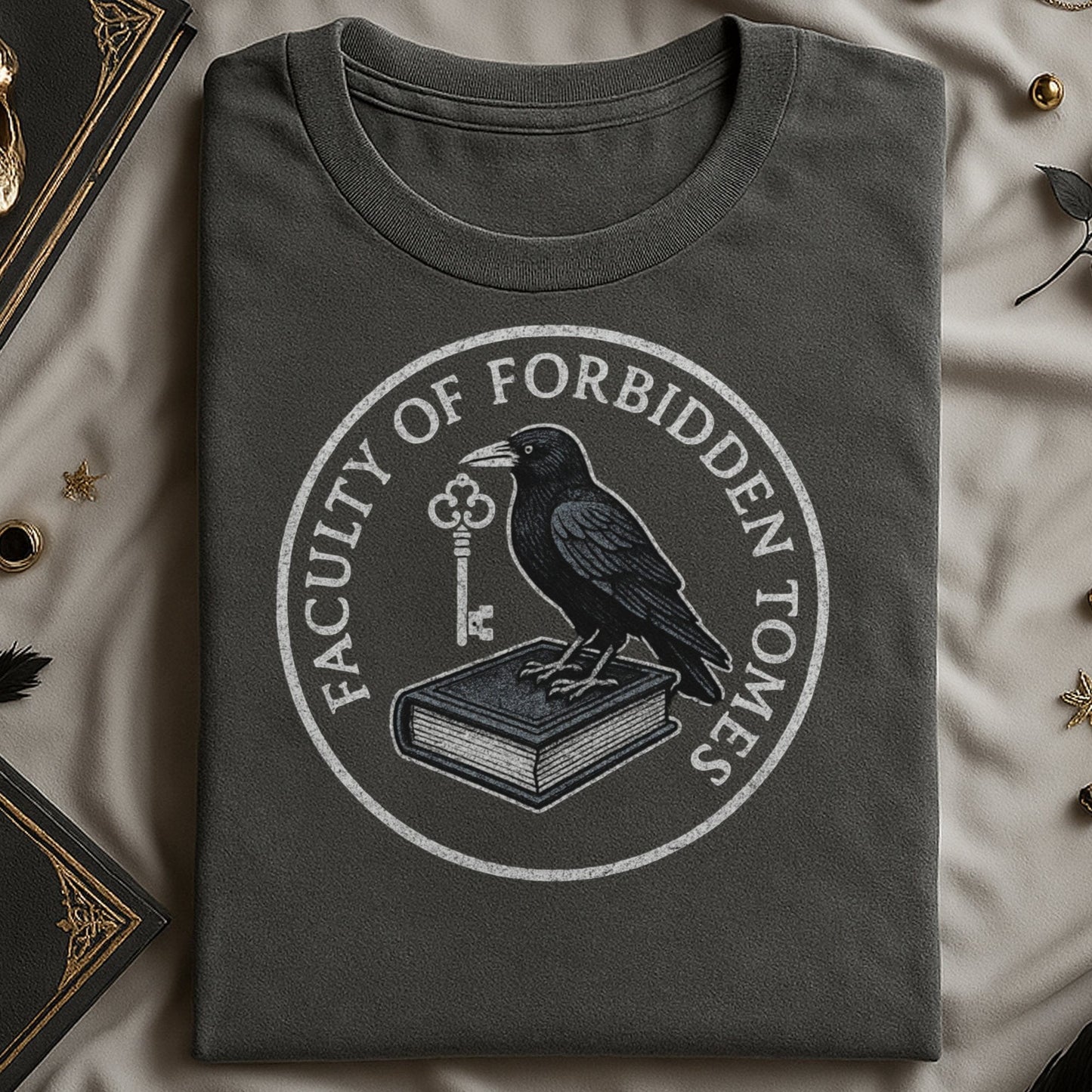 Faculty of Forbidden Tomes Raven Print T-shirt product type