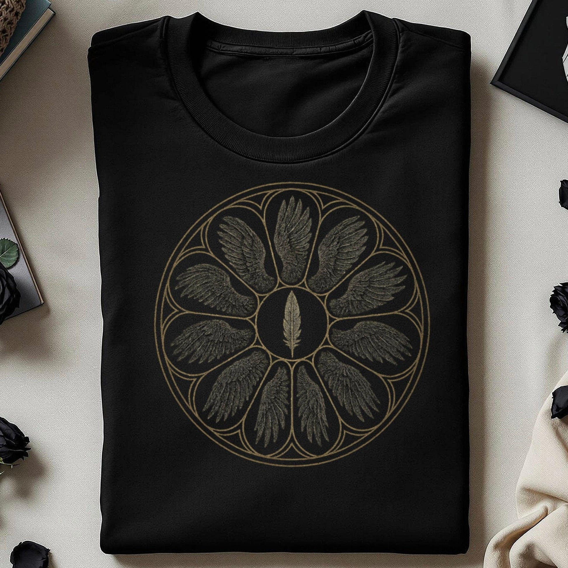 Circular Feather and Wing Design T-shirt product