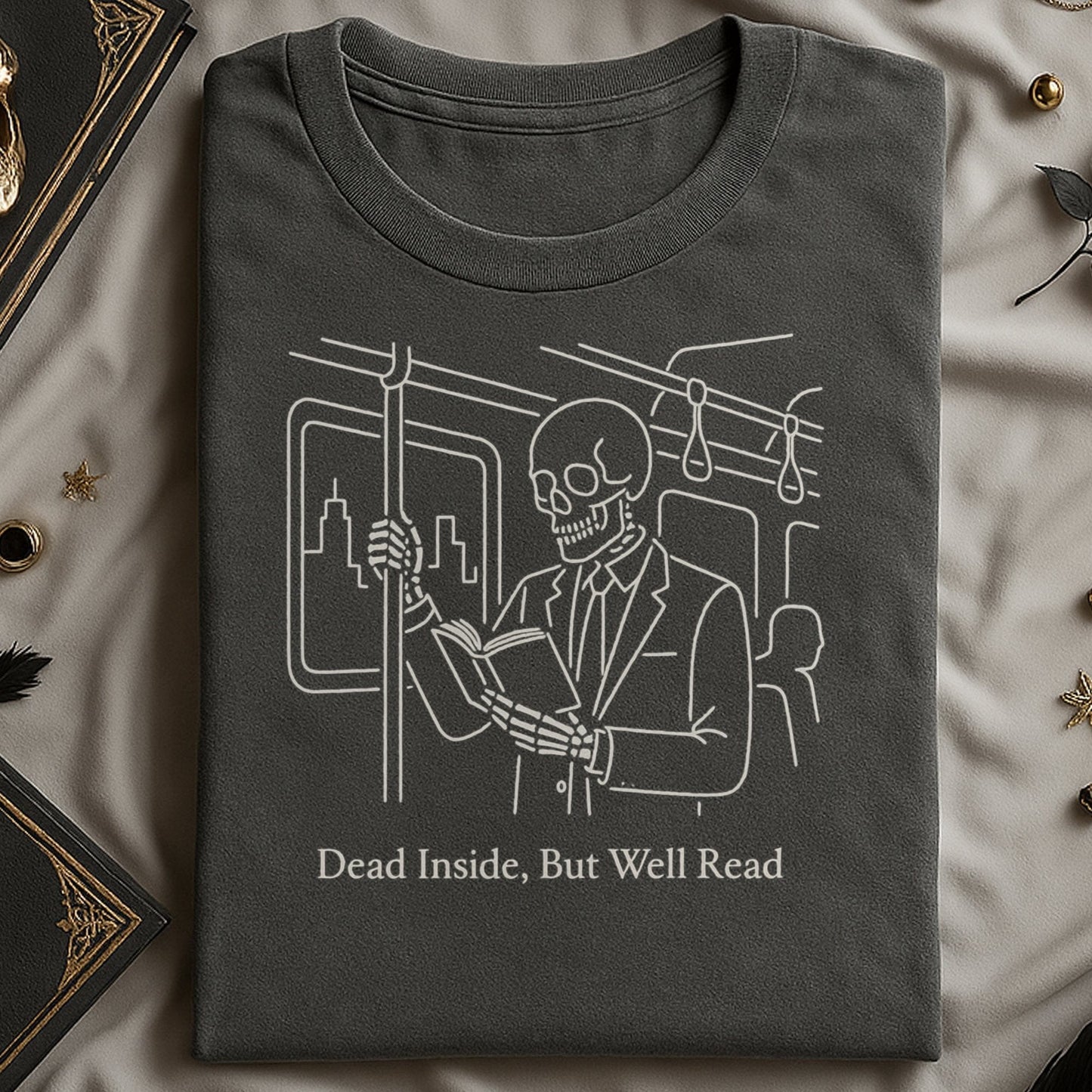 Dead Inside But Well Read Skeleton Reading product type
