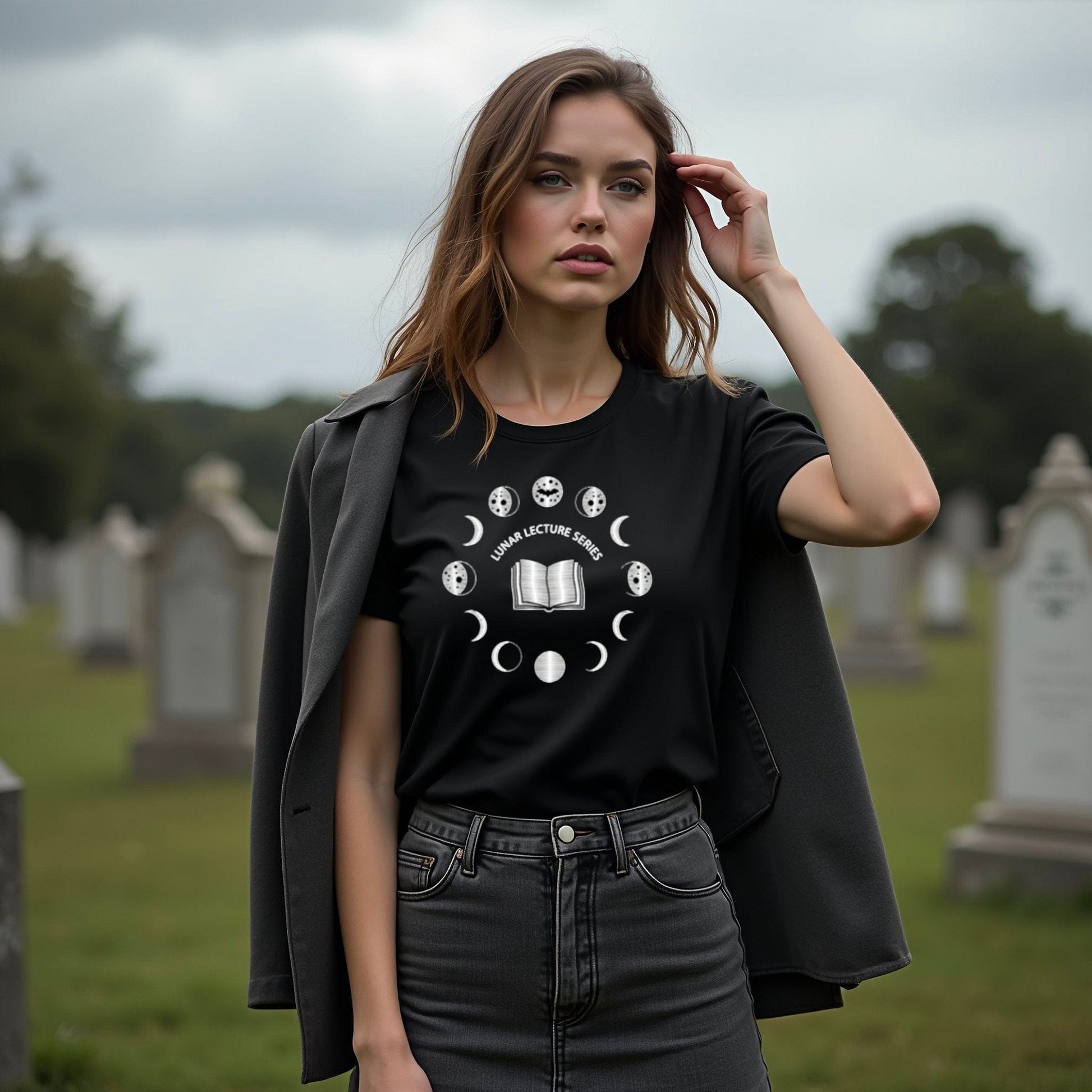 Unique Phases of Moon Black Graphic T-shirt product type