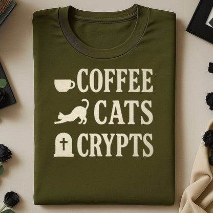 Coffee Cats Crypts Halloween Quote Shirt product type