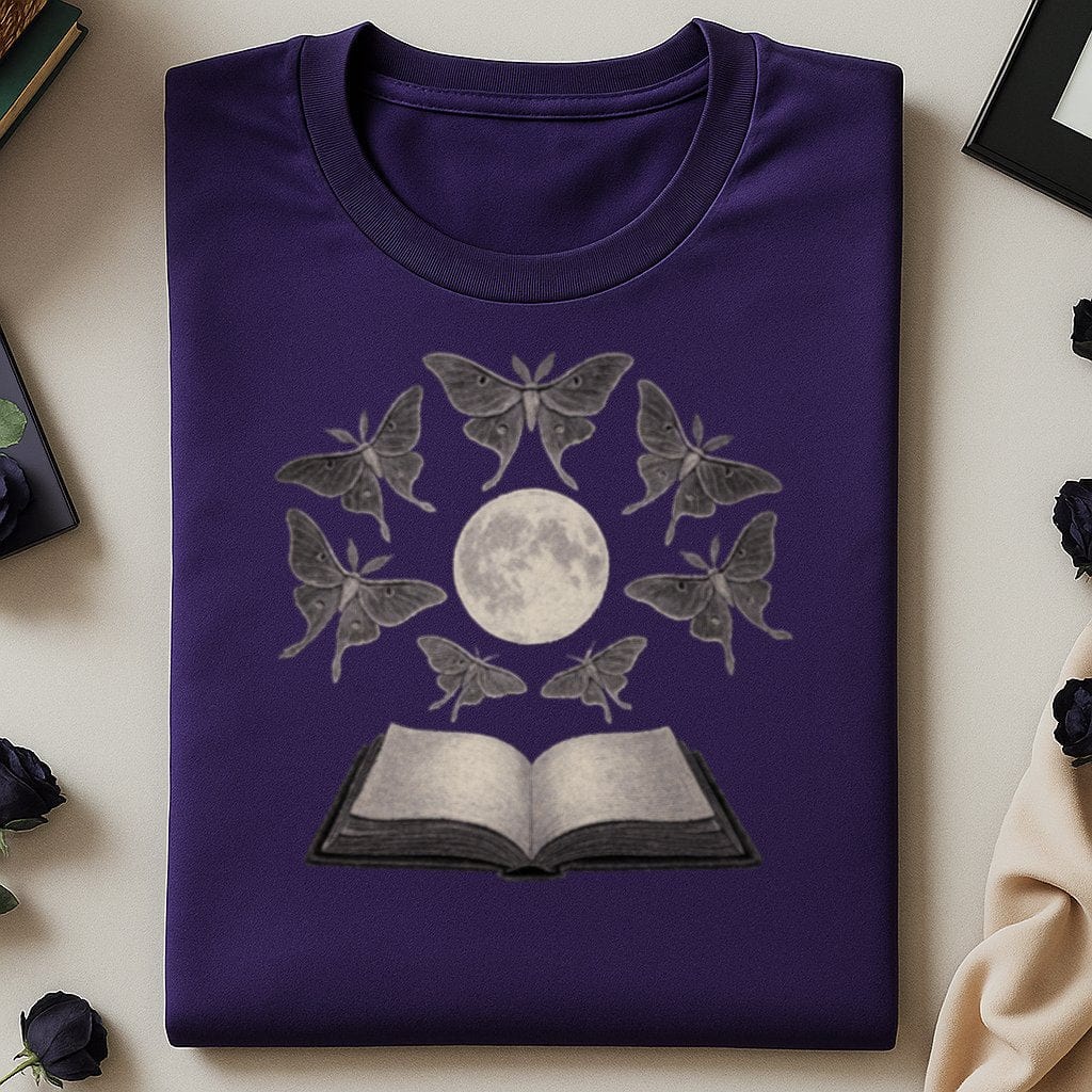 Moth Moon Illustration Cotton Short Sleeve Shirt product