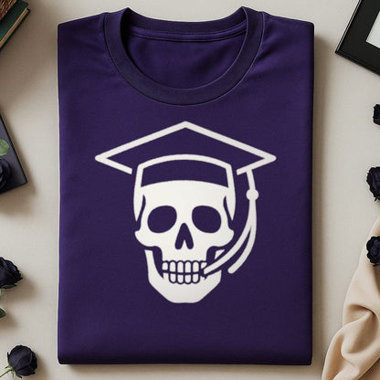 Skull and Graduation Cap Design on Dark Shirt product type