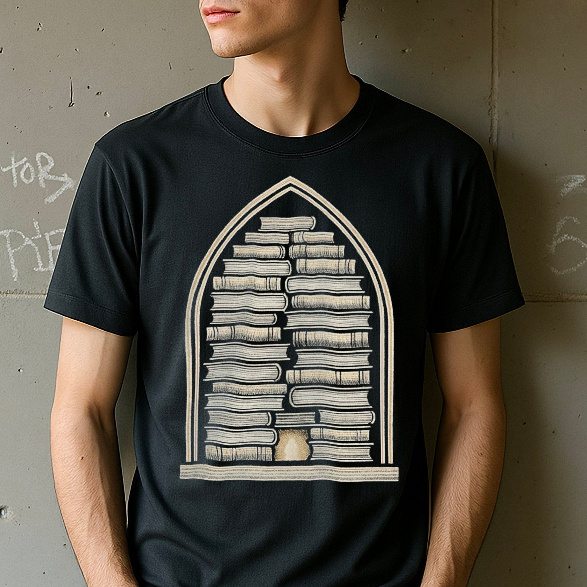 Cathedral Arch with Stacked Books T-shirt product
