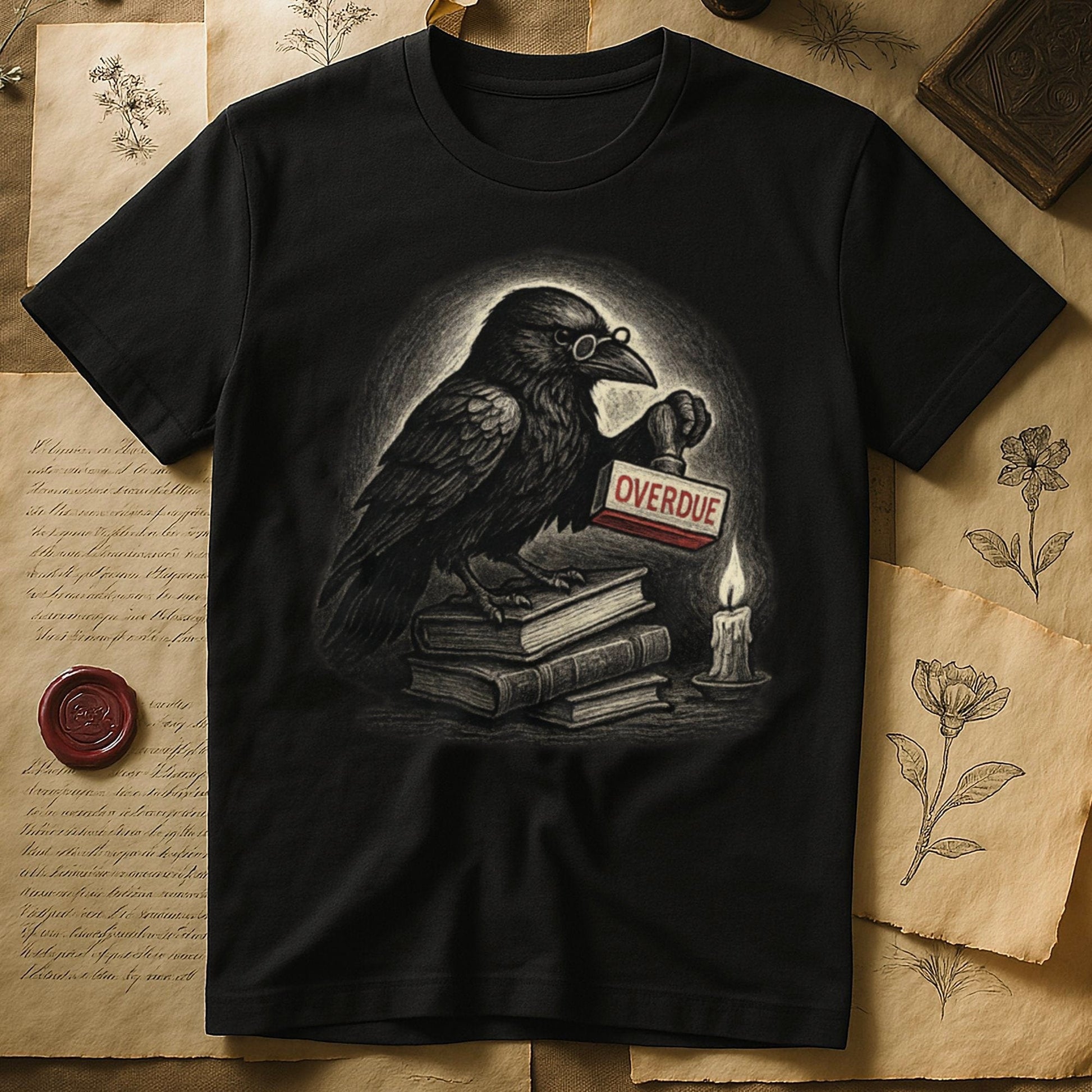 Overdue Raven Gothic Art Novelty T-shirt product