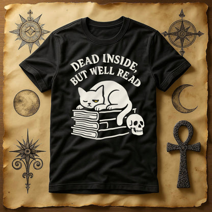 Dead Inside But Well Read Cat Skull T-shirt product