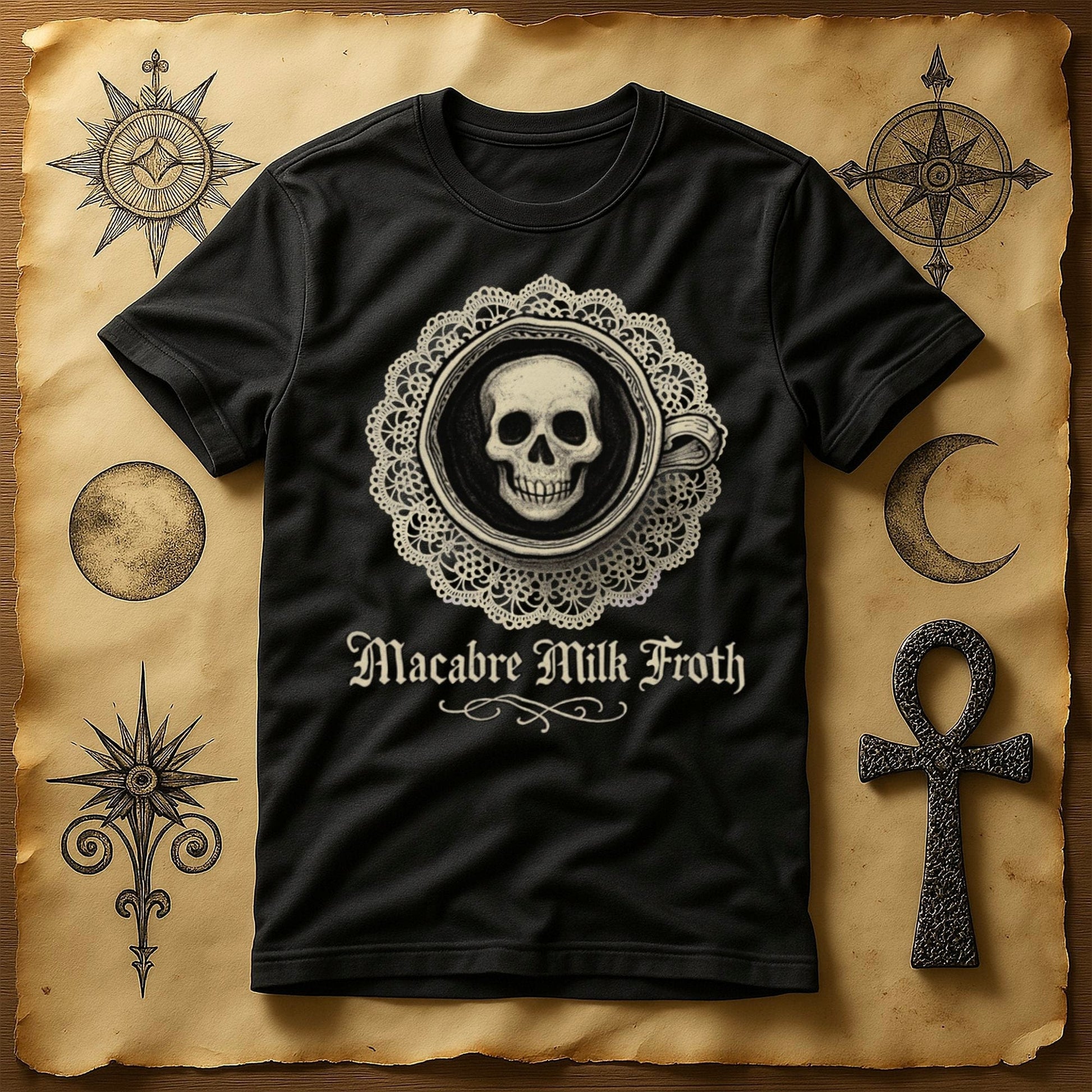 Macabre Milk Froth Skull Tee Dark Design T-shirt product