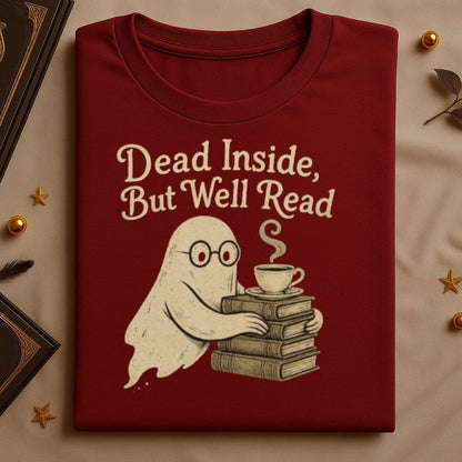 Dead Inside But Well Read Ghost Graphic T-Shirt