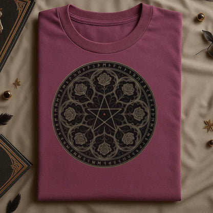 Mystical Roses and Runes Design on Vibrant Shirt product