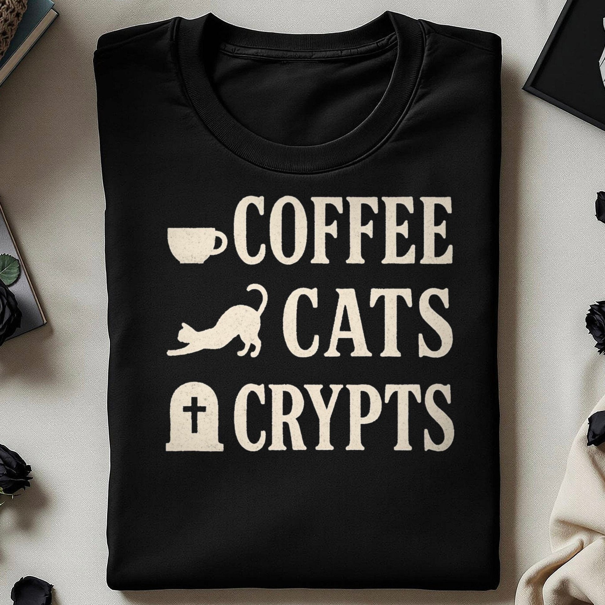 Coffee Cats Crypts Graphic Tee Shirt product