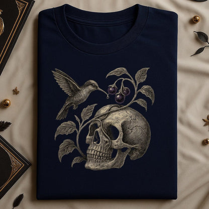 Hummingbird and Skull Dark Themed Graphic Shirt product