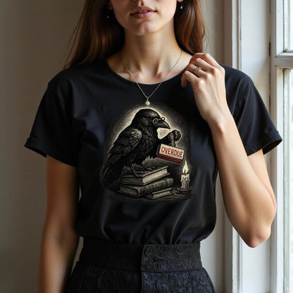 Literary Raven Graphic Black T-shirt Trendy product type